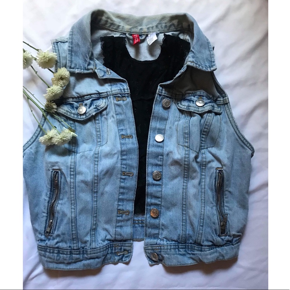 H&M denim cropped vest